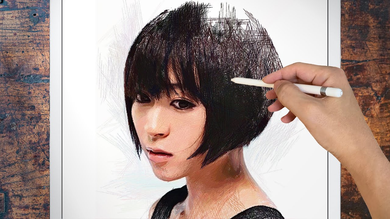 Drawing Hikaru Utada 宇多田ヒカル Using Procreate Of Ipad Pro Only With Lines イラストデッサン Artycoaty Yayafa