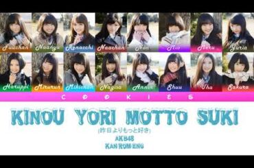 AKB48 - Kinou Yori Motto Suki (昨日よりもっと好き) (Kan/Rom/Eng Color Coded Lyrics)