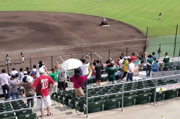 20190810　香川ｵﾘｰﾌﾞｶﾞｲﾅｰｽﾞ　5回ｳﾗ終了時のイベント「カラーボール投げ入れ」　@丸亀市民球場【3軍戦】ﾚｸｻﾞﾑﾎﾞｰﾙﾊﾟｰｸ丸亀