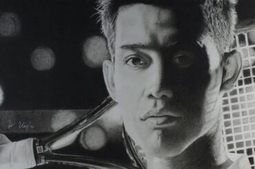 鉛筆画 錦織 圭〈JACCS〉[Kei Nishikori & JACCS Pencil drawing]