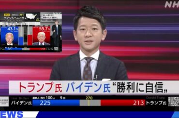 【動画】アメリカ大統領選挙 午後7時の最新状況と解説 | NHK (2020年11月4日)