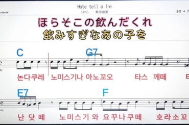 Hata tell a Lie*카하라토모미/華原朋美✌カラオケ。楽譜/한글발음💋,악보 ,노래방, 반주, 가라오케 , ,코드, 가사 .MR💖Sheet music , Karaoke,