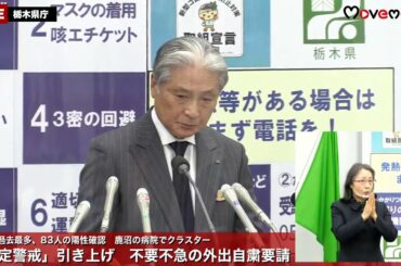 12/29　新型コロナウイルス感染症　知事記者会見＜栃木県＞　「特定警戒」に引き上げ、不要不急の外出自粛要請　県内過去最多、83人の陽性確認　鹿沼病院でクラスター