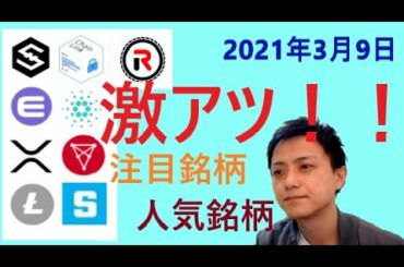 仮想通貨IOST,エンジンコイン,XRP,ライトコイン,チェーンリンク,ADA,チリーズ,SAND,REVV2021年3月9日チャート分析