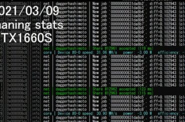 [仮想通貨] 20210309  マイニング10日目 / mining stats