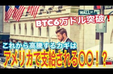 【仮想通貨】ビットコイン6万ドル突破も調整。今後高騰のカギはアメリカで支給される○○！？【暗号資産】