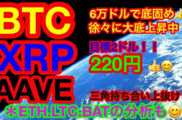 【仮想通貨 BTC.ETH.XRP.LTC.AAVE.BAT】ビットコインは底固め中❗️次こそブチ抜け🚀ライトコインはやはり注目通貨になりますよ👍ビットマンTV推薦のAAVEが重要ライン突破😊